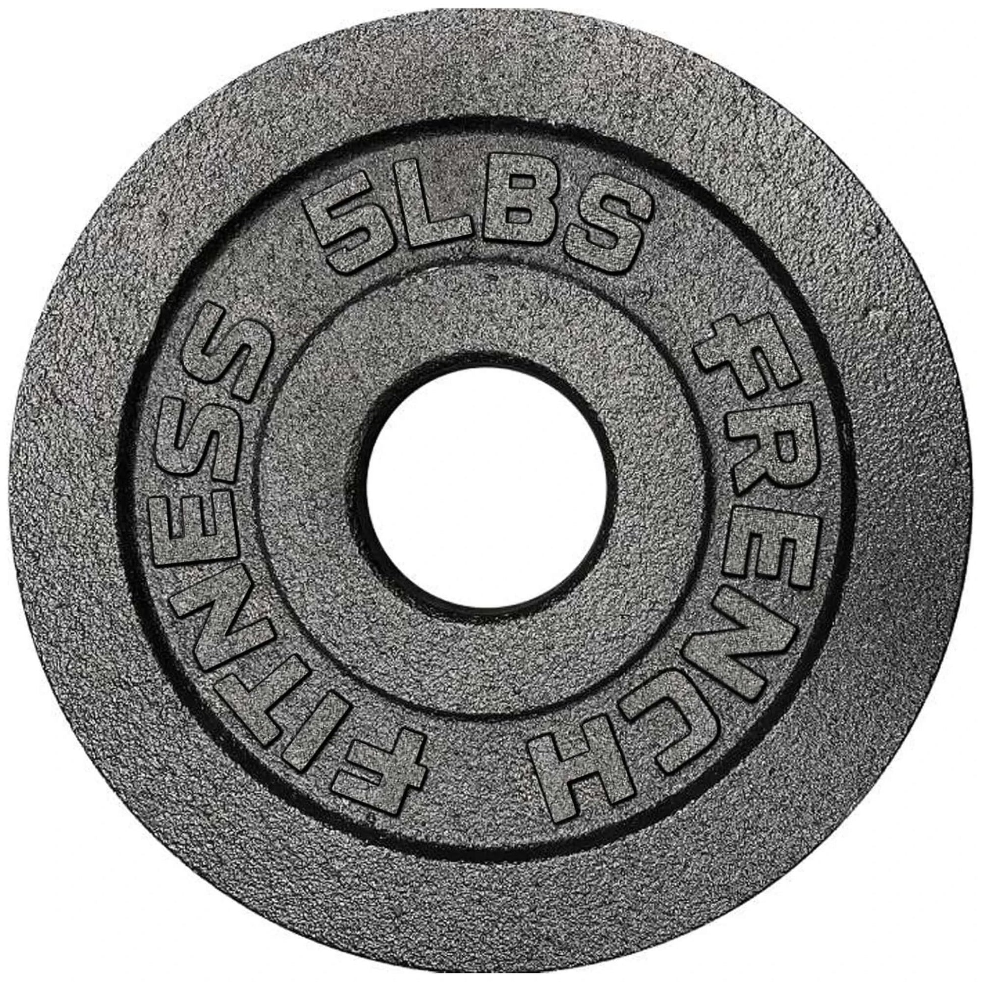 French Fitness - Cast Iron Olympic Weight Plate V1 Set w/7 ft Olympic Bar 235 lbs (New) - Side View