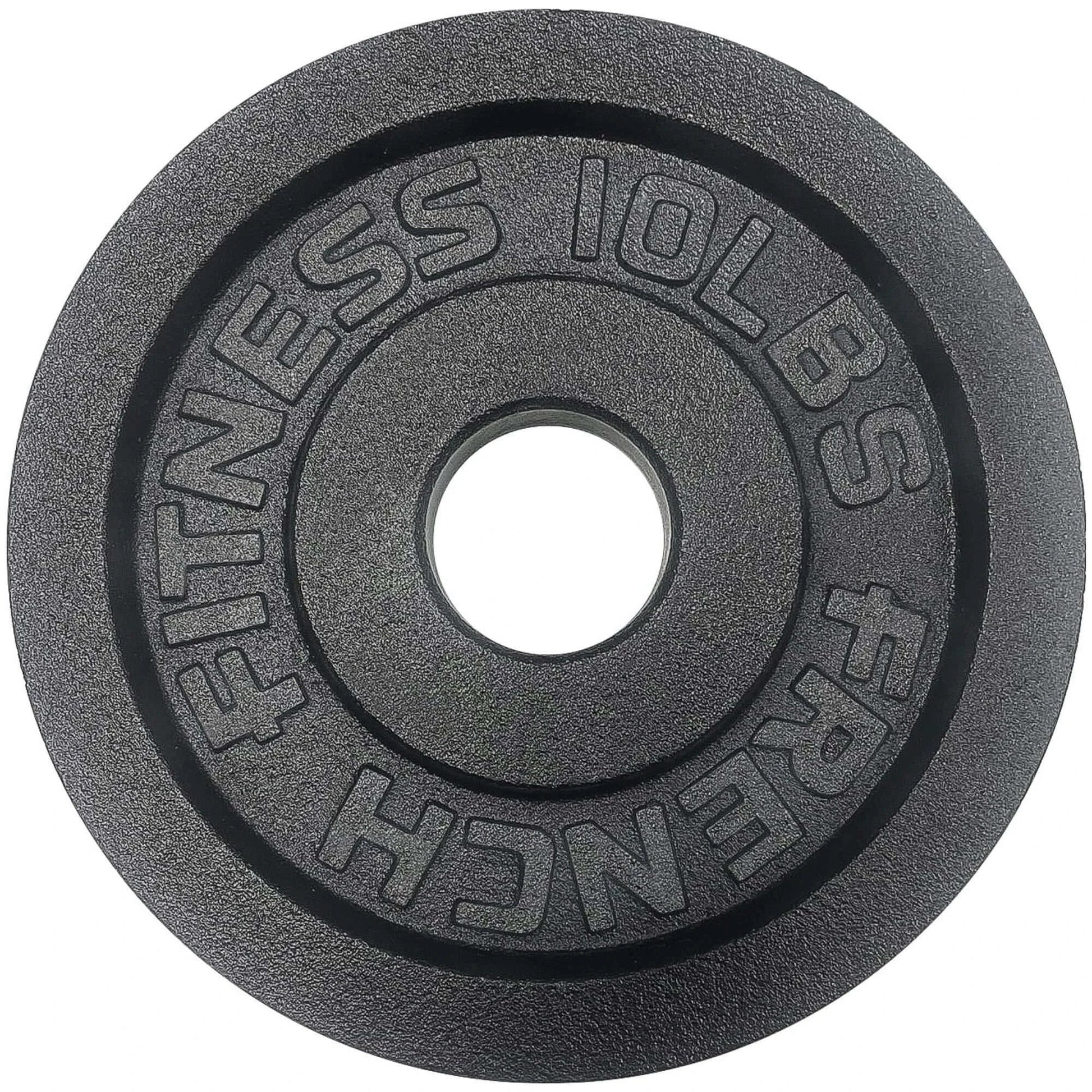 French Fitness - Cast Iron Olympic Weight Plate V1 Set w/7 ft Olympic Bar 235 lbs (New) - Side View