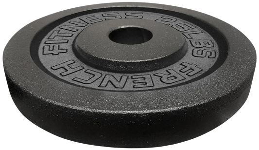 French Fitness - Cast Iron Olympic Weight Plate V1 25 lbs (New) - Front View