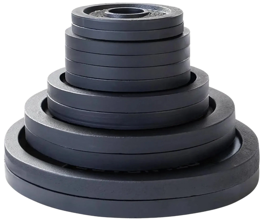 French Fitness - Cast Iron Olympic Weight Plate V1 Set 260 lbs (New) - Front View