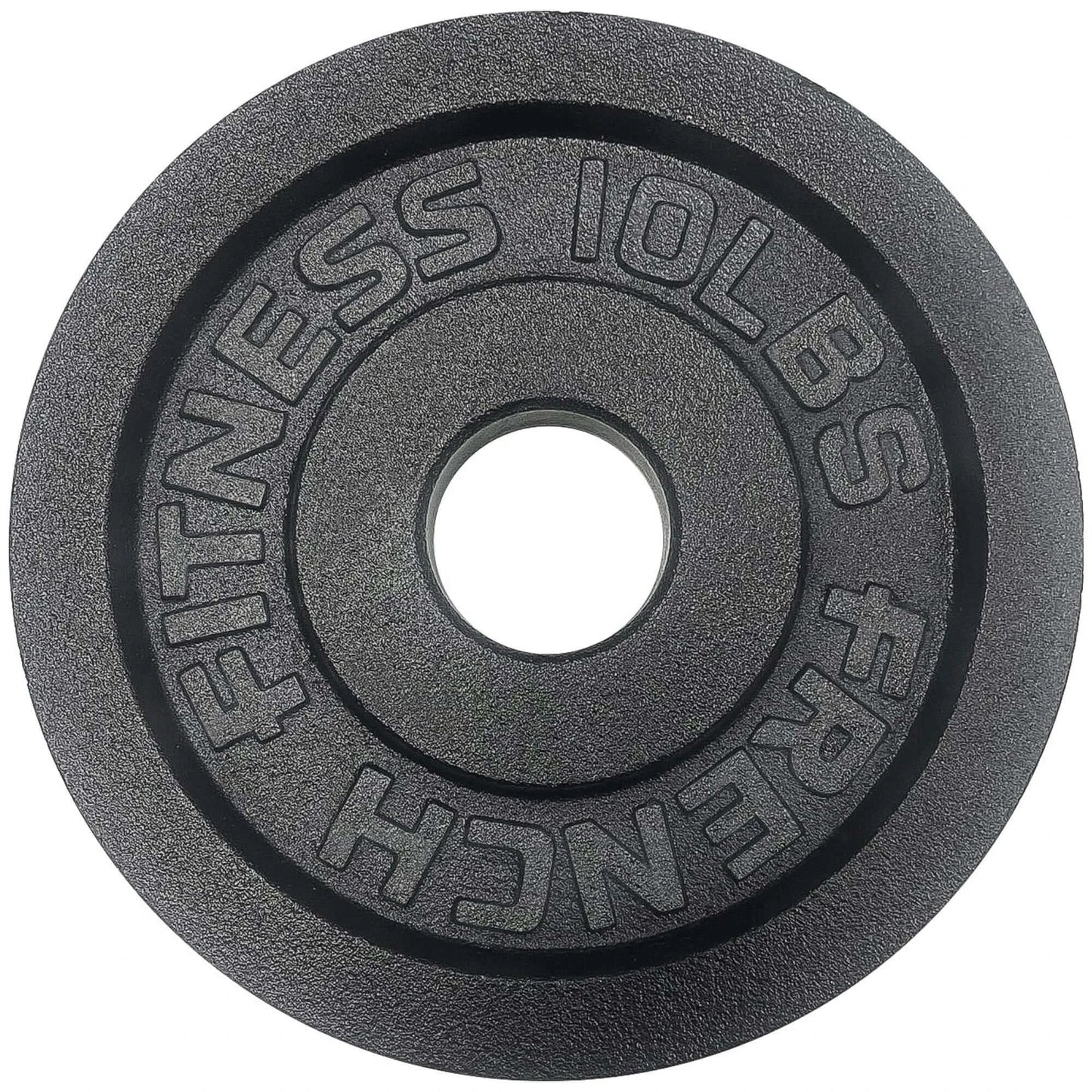 French Fitness - Cast Iron Olympic Weight Plate V1 Set w/7 ft Olympic Bar 305 lbs (New) - Side View