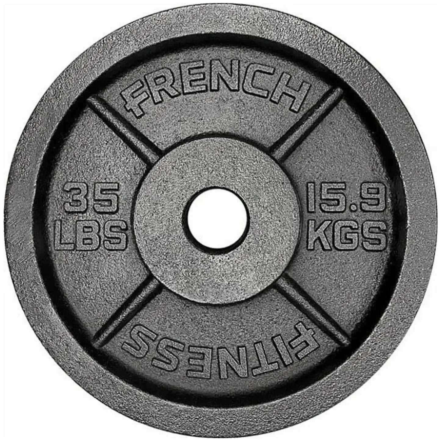 French Fitness - Cast Iron Olympic Weight Plate V1 35 lbs (New) - Side View