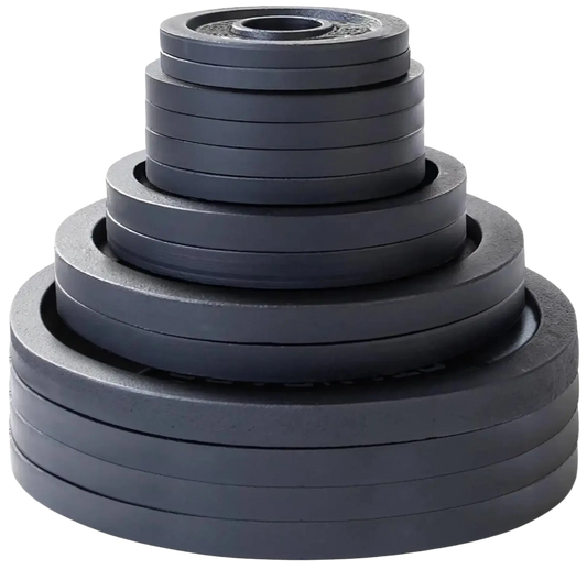 French Fitness - Cast Iron Olympic Weight Plate V1 Set 350 lbs (New) - Front View