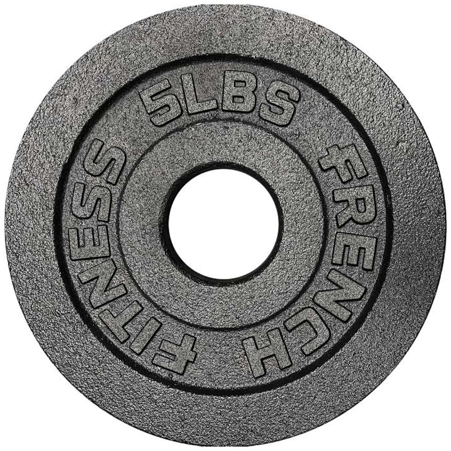 French Fitness - Cast Iron Olympic Weight Plate V1 Set w/7 ft Olympic Bar 395 lbs (New) - Side View