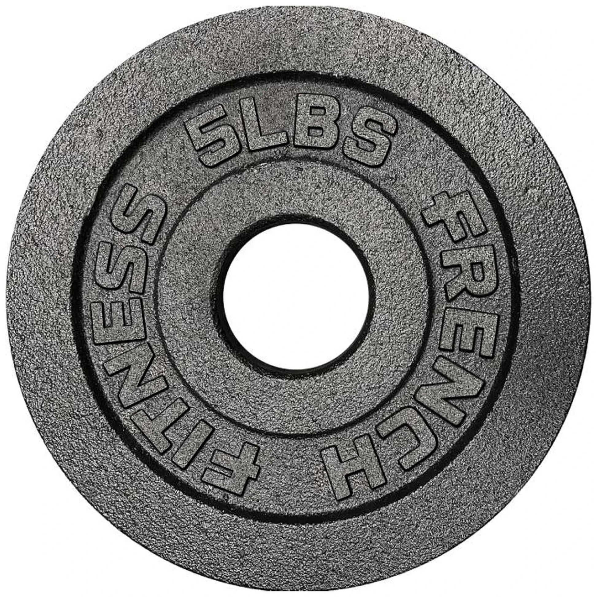 French Fitness - Cast Iron Olympic Weight Plate V1 Set w/7 ft Olympic Bar 395 lbs (New) - Side View