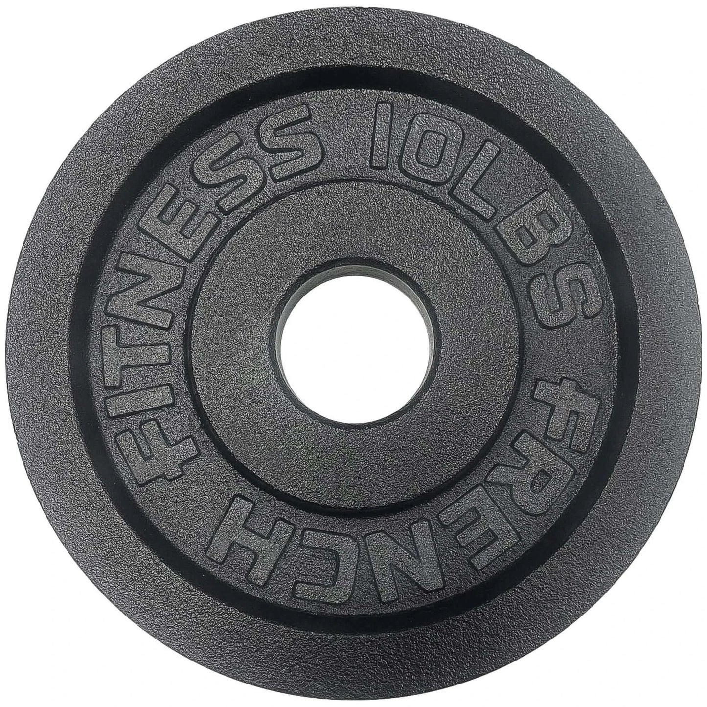 French Fitness - Cast Iron Olympic Weight Plate V1 Set w/7 ft Olympic Bar 395 lbs (New) - Side View