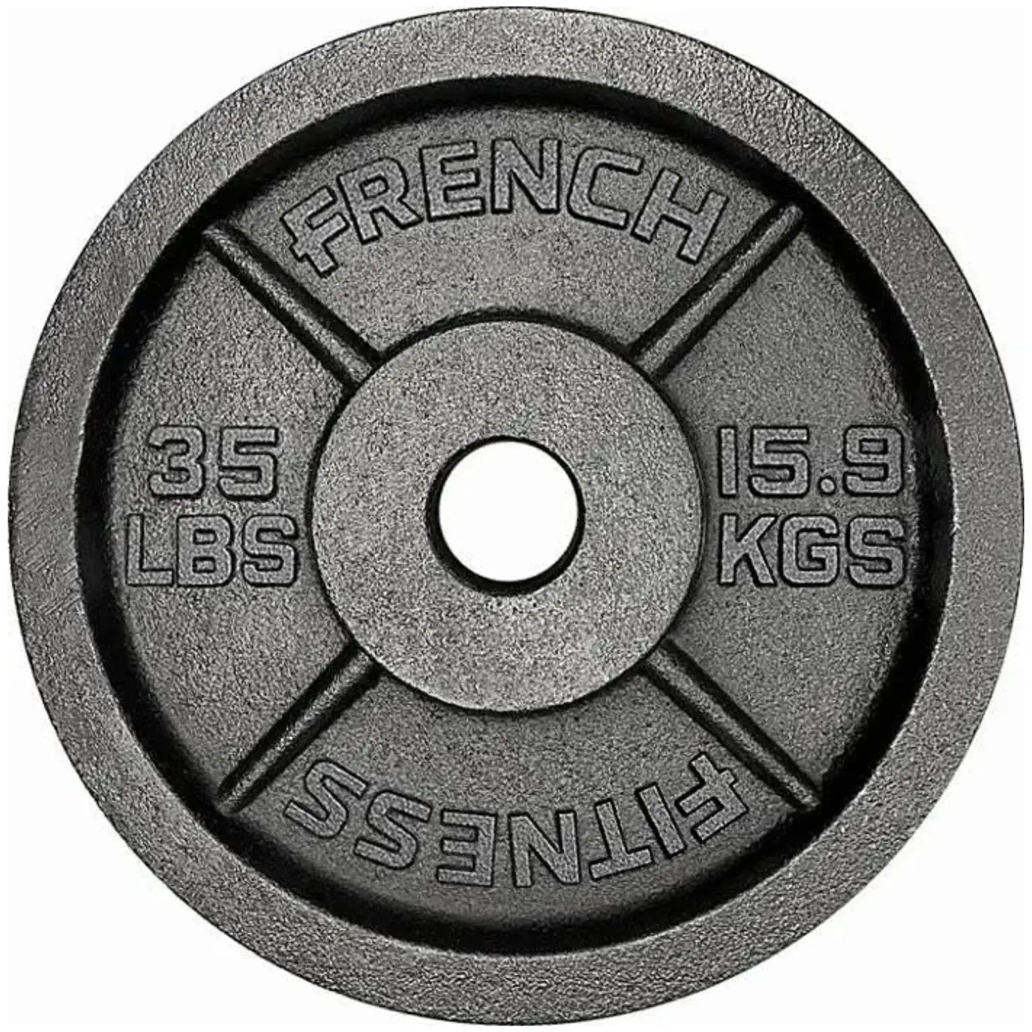 French Fitness - Cast Iron Olympic Weight Plate V1 Set 450 lbs (New) - Side View