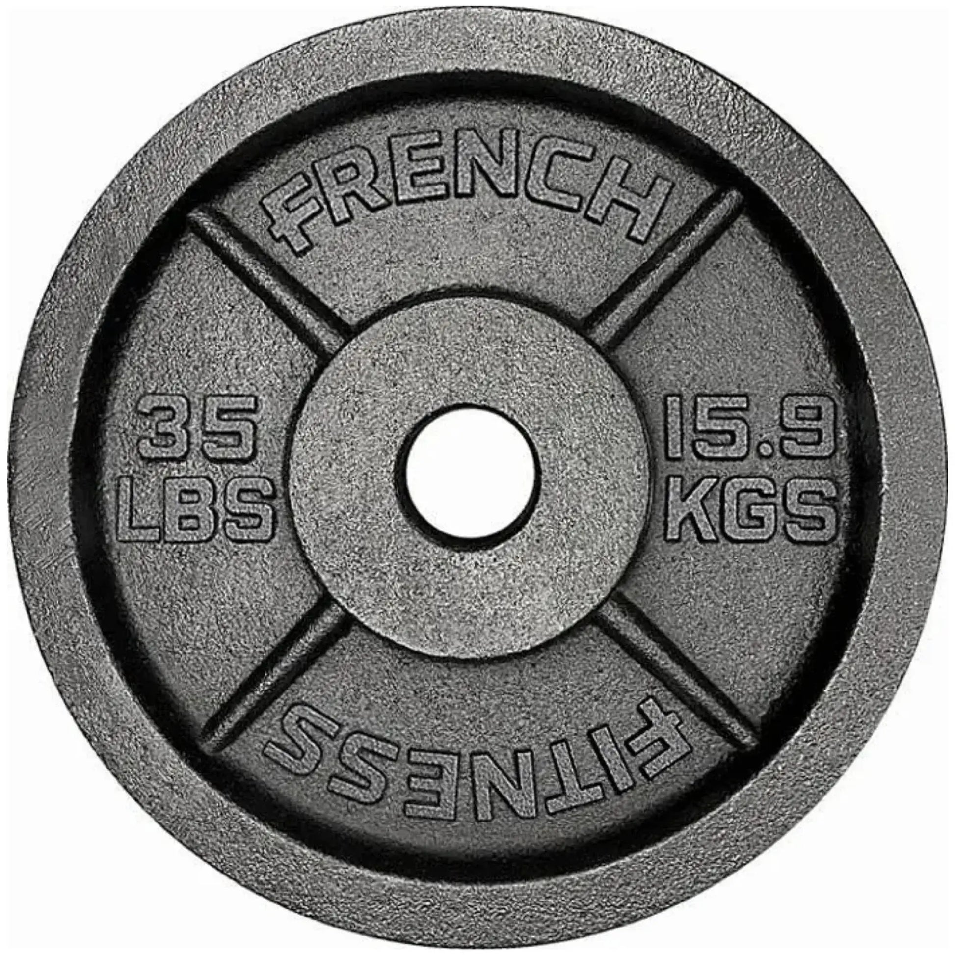 French Fitness - Cast Iron Olympic Weight Plate V1 Set 450 lbs (New) - Side View
