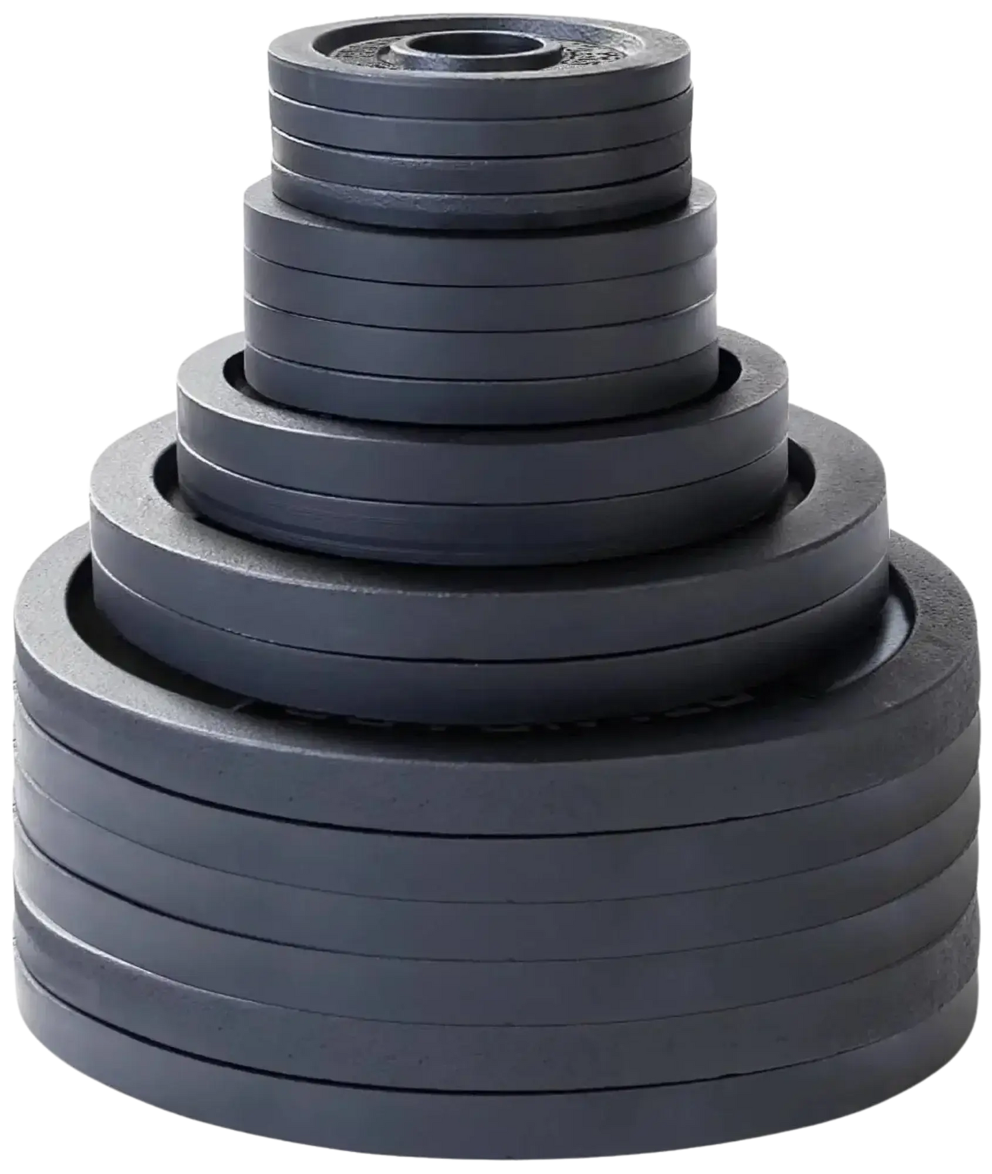 French Fitness - Cast Iron Olympic Weight Plate V1 Set 450 lbs (New) - Side View