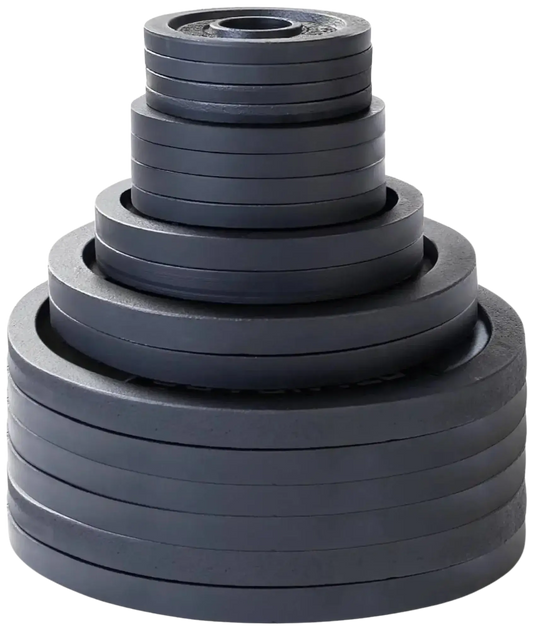 French Fitness - Cast Iron Olympic Weight Plate V1 Set 450 lbs (New) - Side View