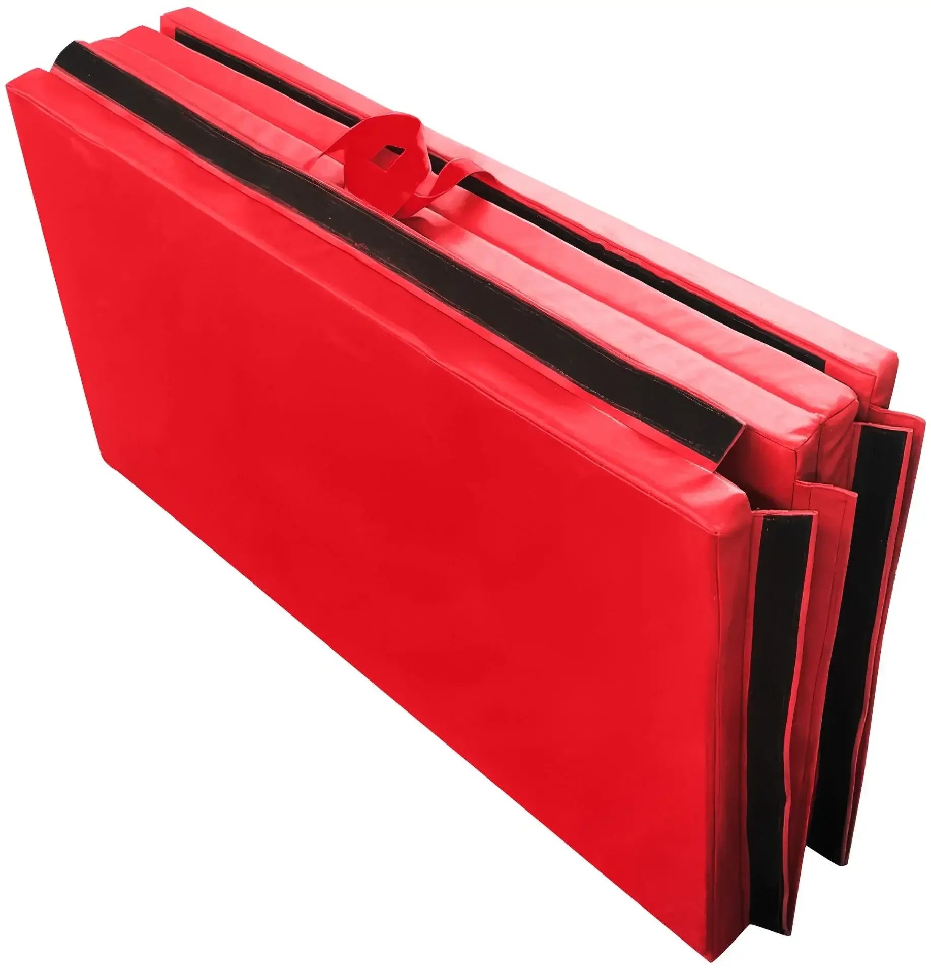 French Fitness - 8' x 6' x 2" Crash Mats - 3-Fold 4-Section Folding Gymnastics Mat (New) - Angled View