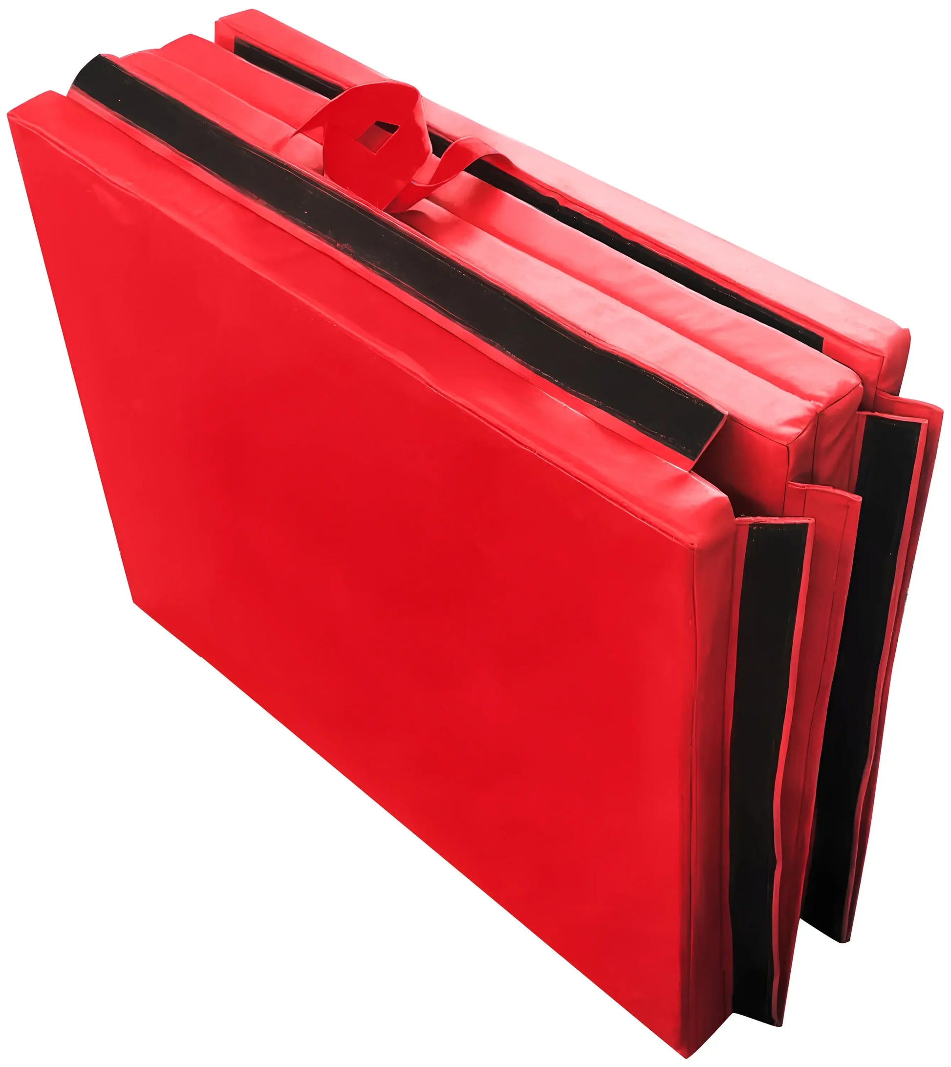 French Fitness - 8' x 4' x 2" Crash Mats - 3-Fold 4-Section Folding Gymnastics Mat (New) - Angled View