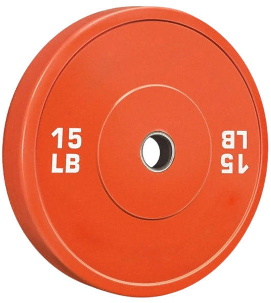 French Fitness Olympic Colored Bumper Plate 15 lbs - Blank (New) Image