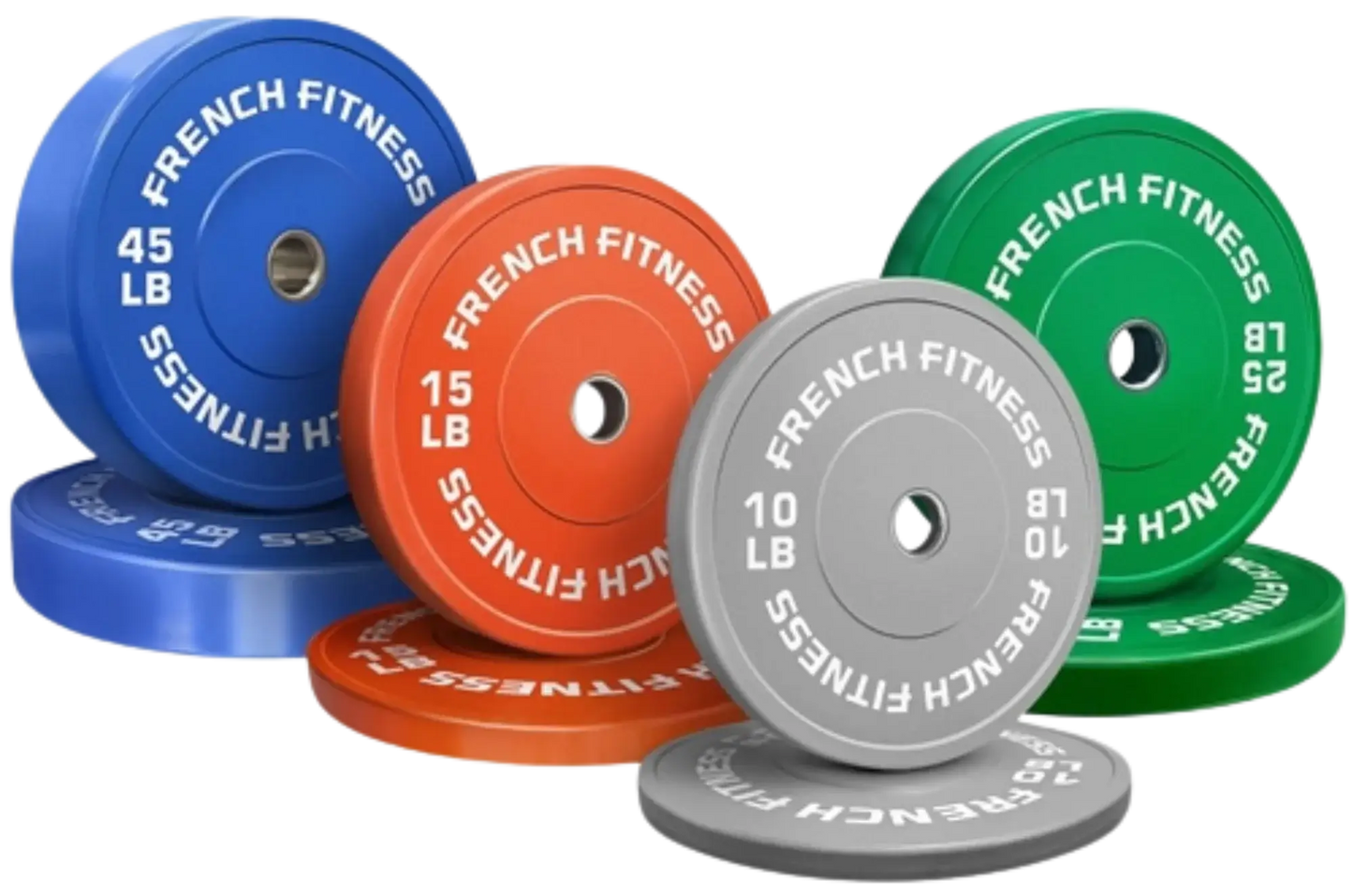 French Fitness Olympic Colored Bumper Plate Set 190 lbs (New) Image