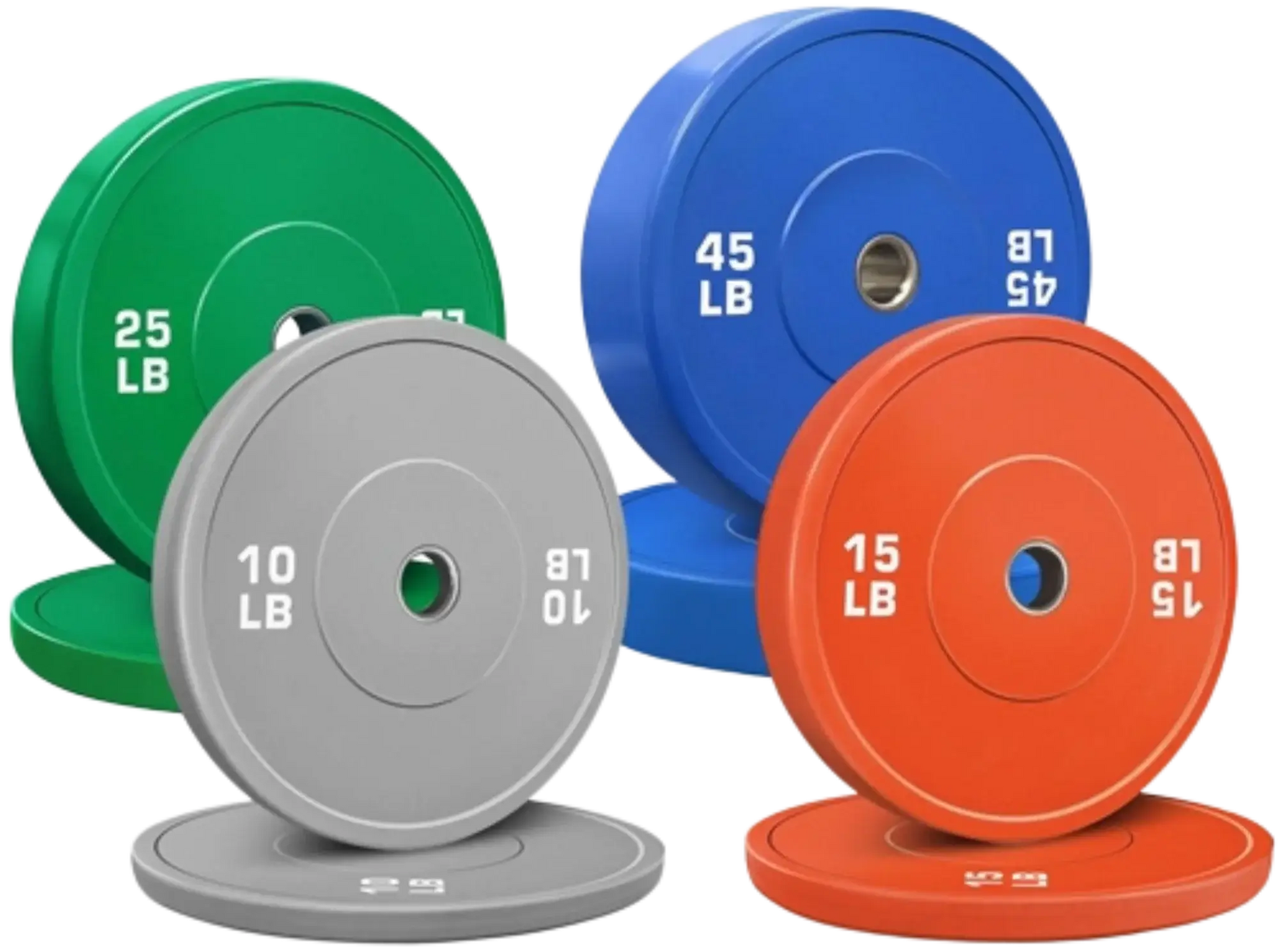 French Fitness Olympic Colored Bumper Plate Set 190 lbs - Blank (New) Image