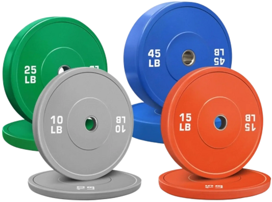 French Fitness Olympic Colored Bumper Plate Set 190 lbs - Blank (New) Image