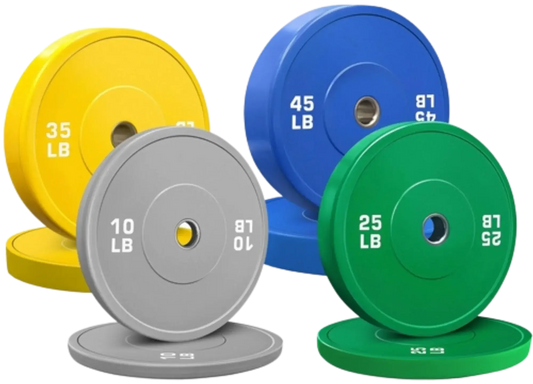 French Fitness Olympic Colored Bumper Plate Set 230 lbs - Blank (New) Image