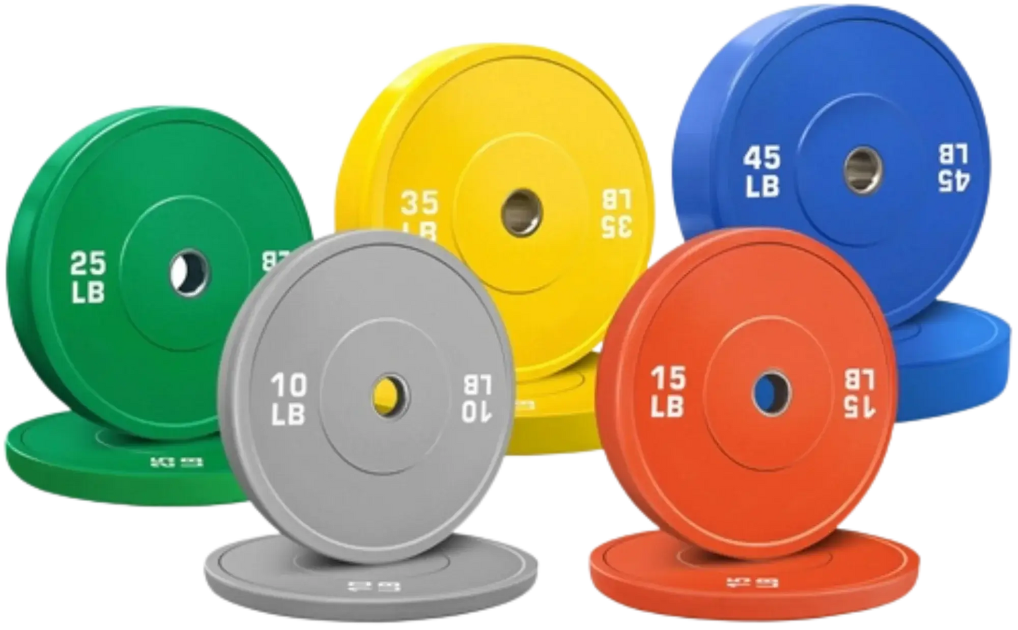 French Fitness Olympic Colored Bumper Plate Set 260 lbs - Blank (New) Image
