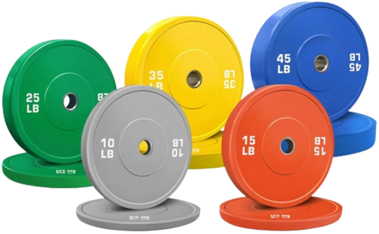 French Fitness Olympic Colored Bumper Plate Set 260 lbs - Blank (New) Image