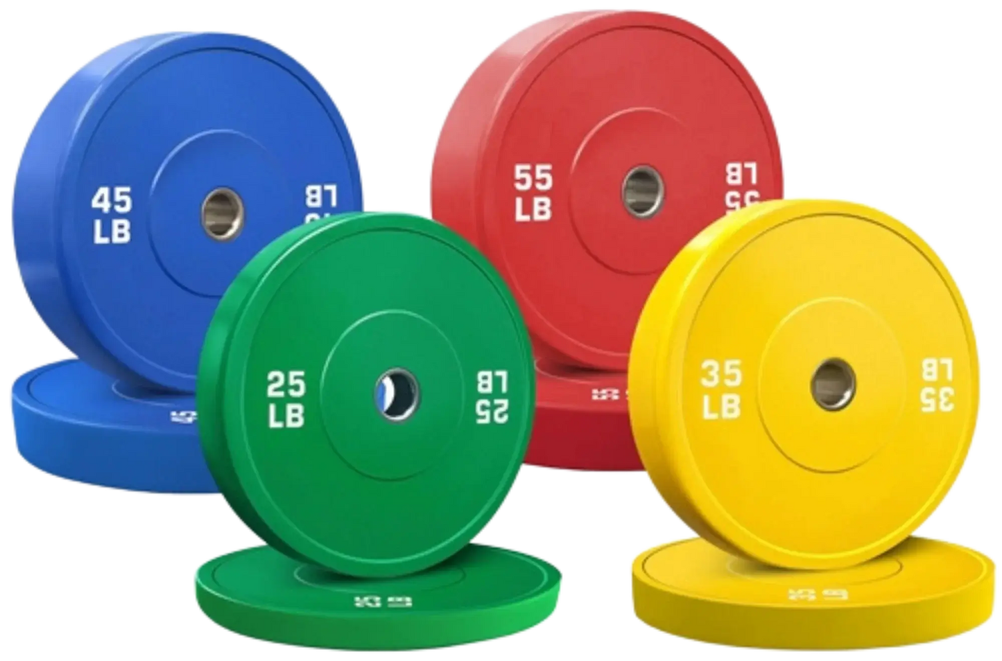French Fitness Olympic Colored Bumper Plate Set 320 lbs - Blank (New) Image