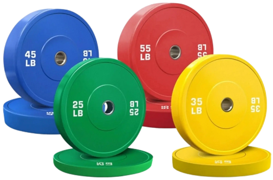 French Fitness Olympic Colored Bumper Plate Set 320 lbs - Blank (New) Image