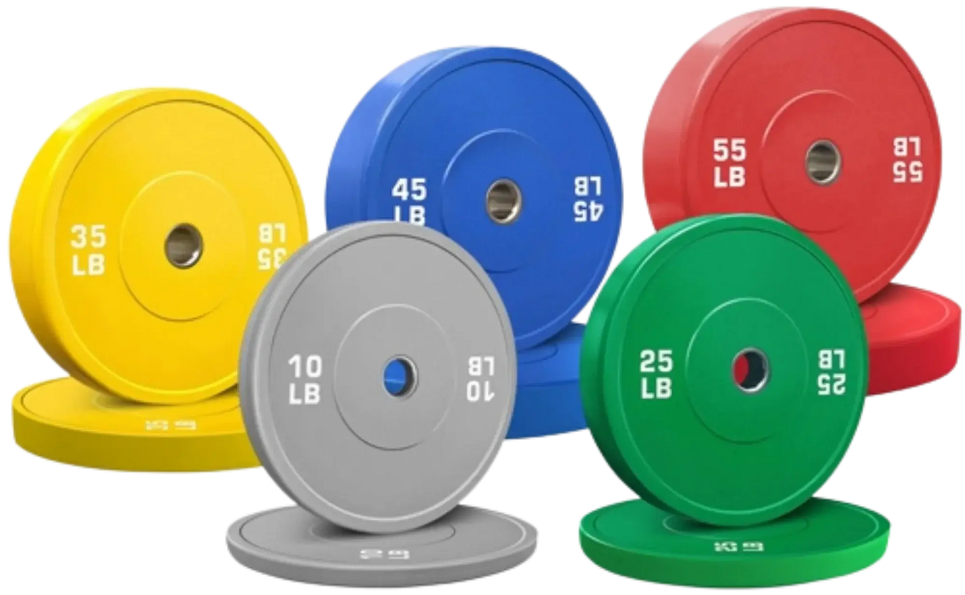 French Fitness Olympic Colored Bumper Plate Set 340 lbs - Blank (New) Image