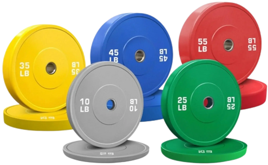 French Fitness Olympic Colored Bumper Plate Set 340 lbs - Blank (New) Image