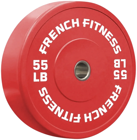 French Fitness Olympic Colored Bumper Plate 55 lbs (New) Image