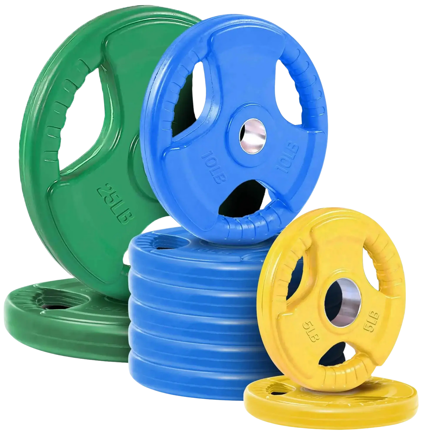 French Fitness Colored Rubber Grip Olympic Plate Set 120 lbs (New) Image