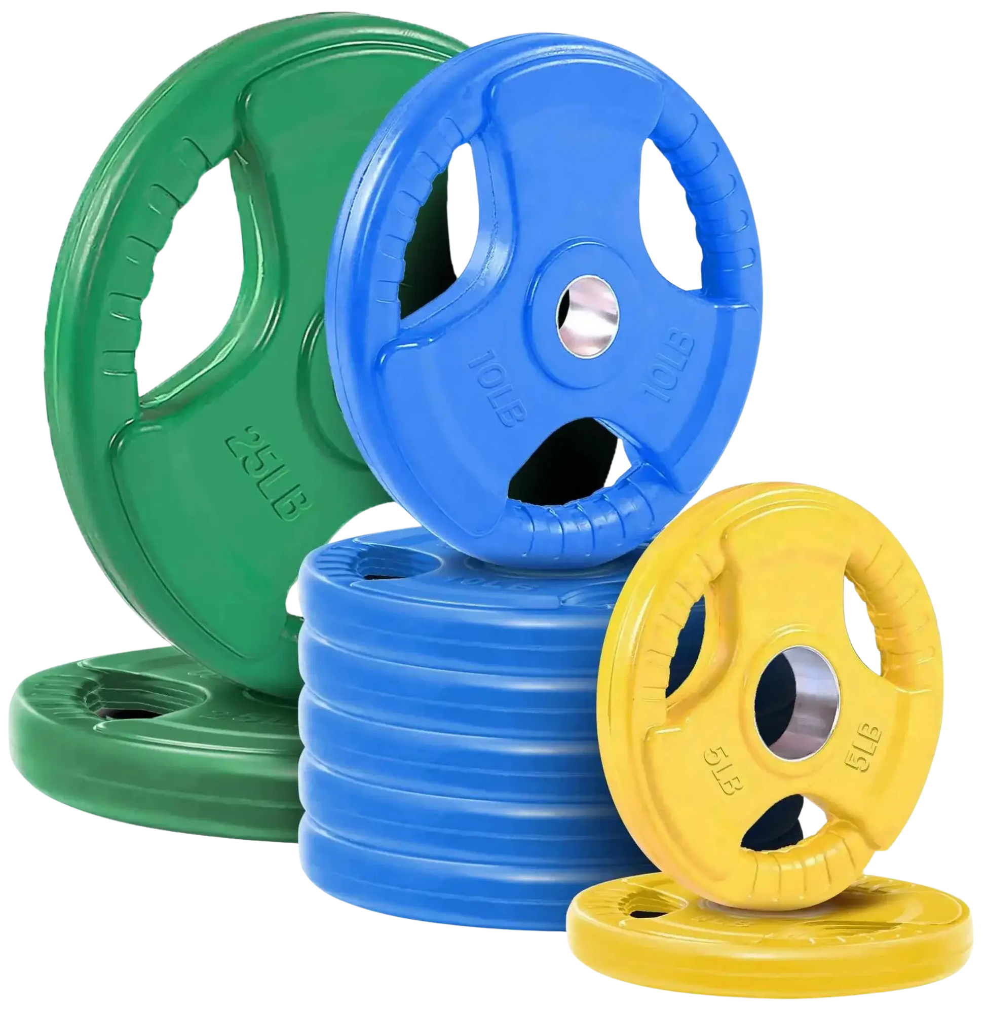 French Fitness Colored Rubber Grip Olympic Plate Set 120 lbs (New) Image