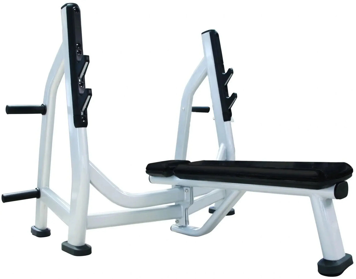 French Fitness Colored Rubber Grip Weight Plate Set w/7 ft Olympic Bar 235 lbs + Bench (New) Image 3