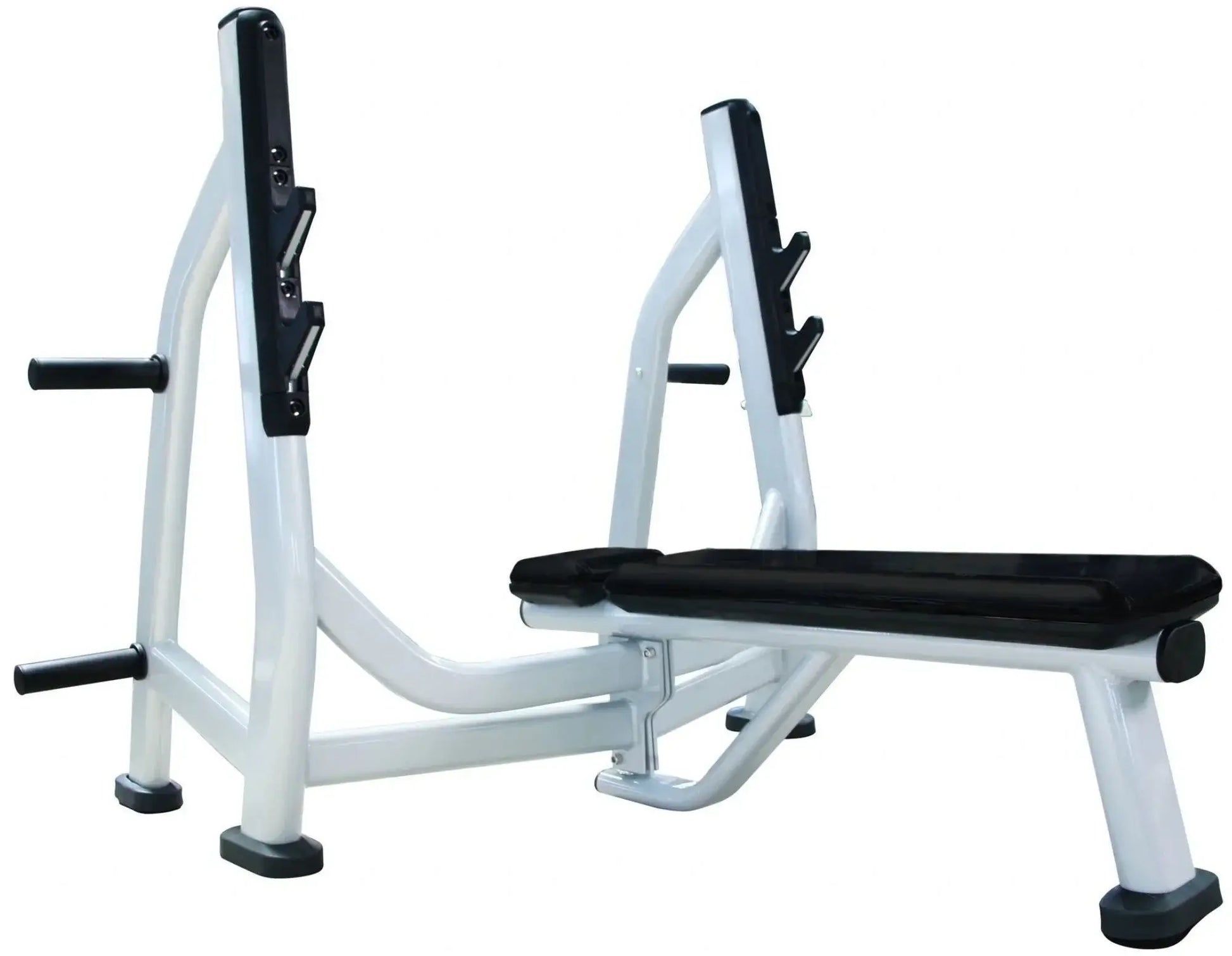 French Fitness Colored Rubber Grip Weight Plate Set w/7 ft Olympic Bar 305 lbs + Bench (New) Image 3