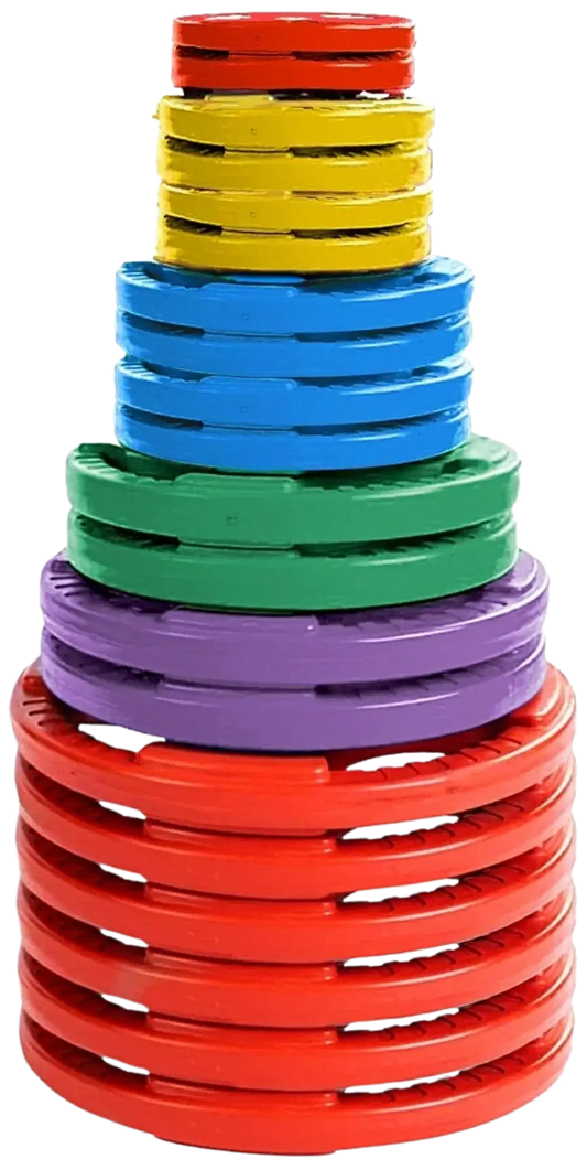 French Fitness Colored Rubber Grip Olympic Plate Set 450 lbs (New) Image