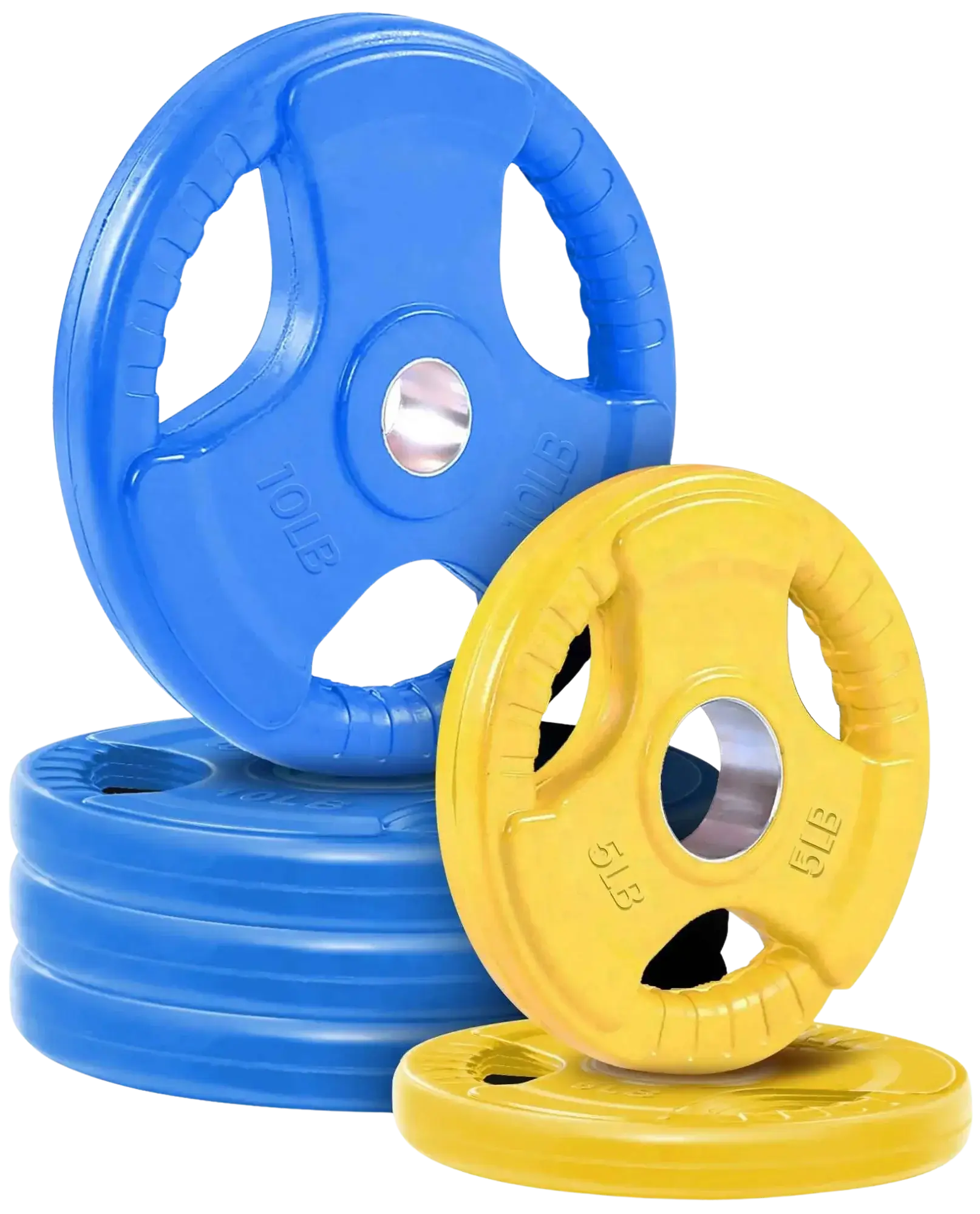 French Fitness Colored Rubber Grip Olympic Plate Set 50 lbs (New) Image