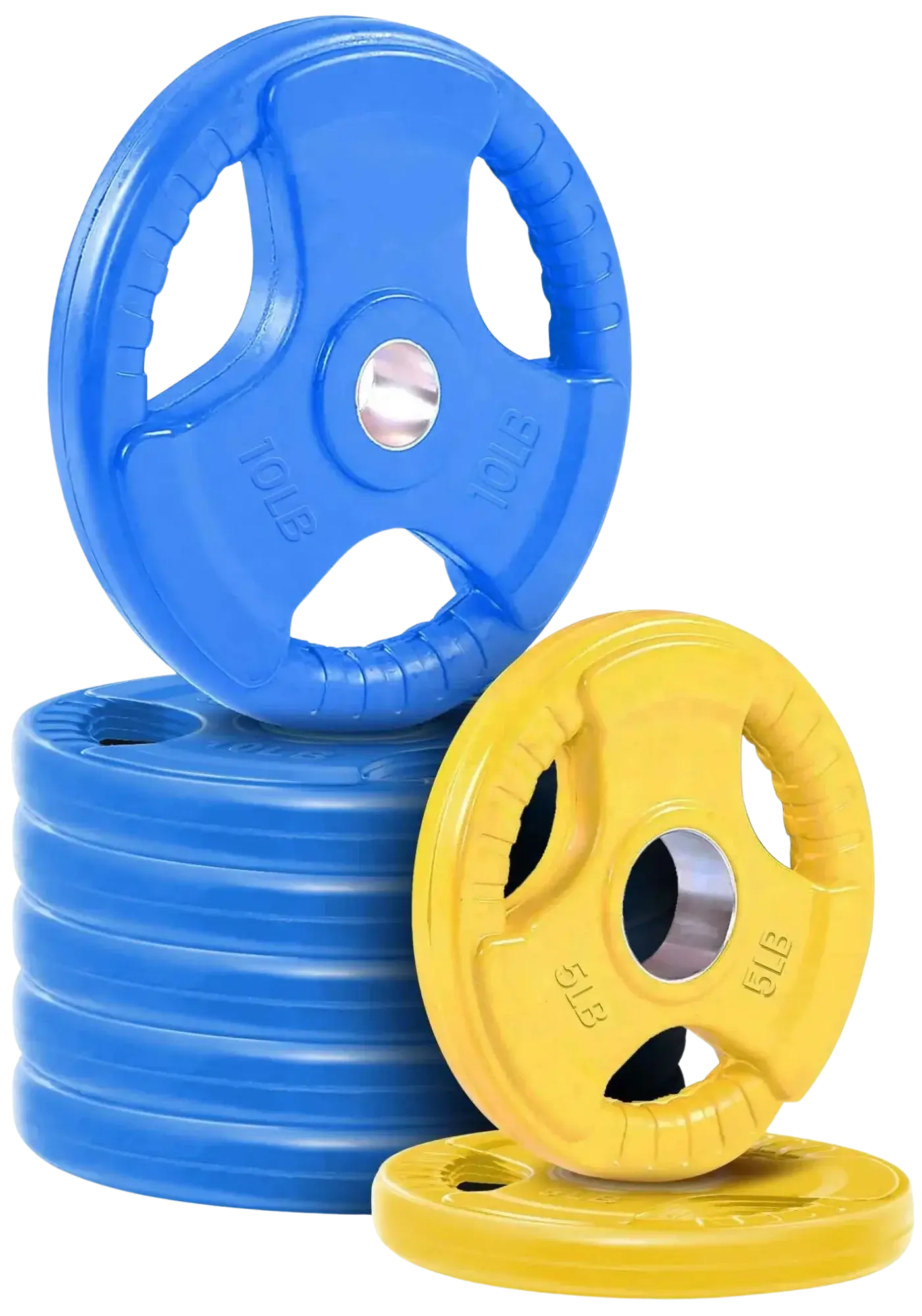 French Fitness Colored Rubber Grip Olympic Plate Set 70 lbs (New) Image