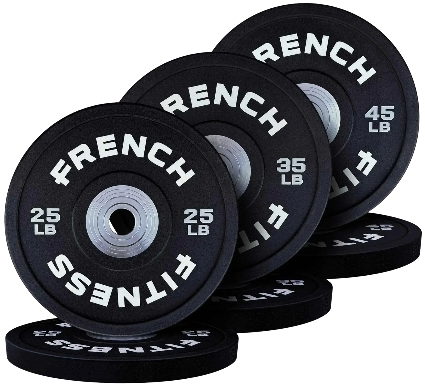 French Fitness Competition Urethane Bumper Plate Set 210 lb Black (New) Image