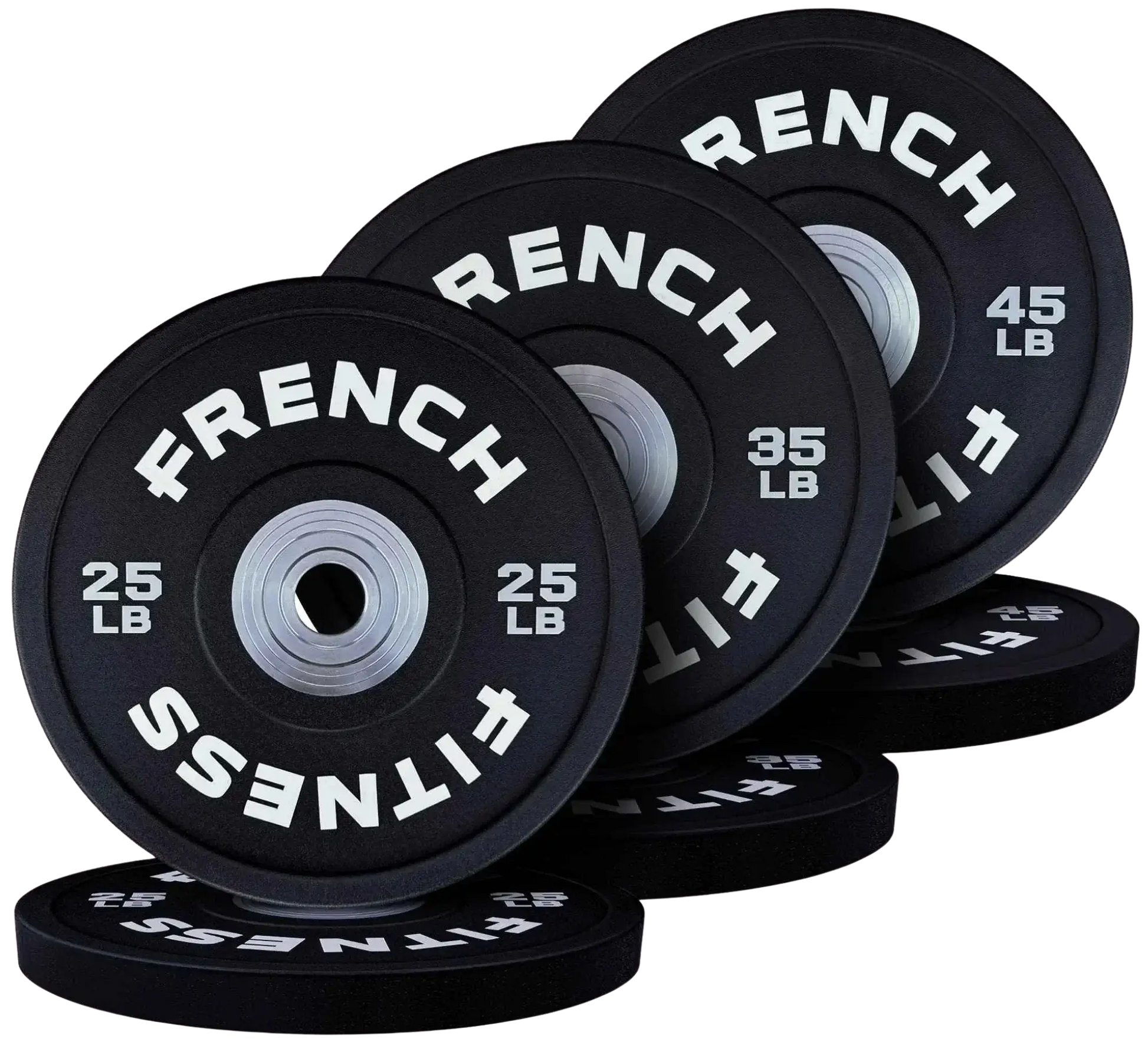 French Fitness Competition Urethane Bumper Plate Set 210 lb Black (New) Image