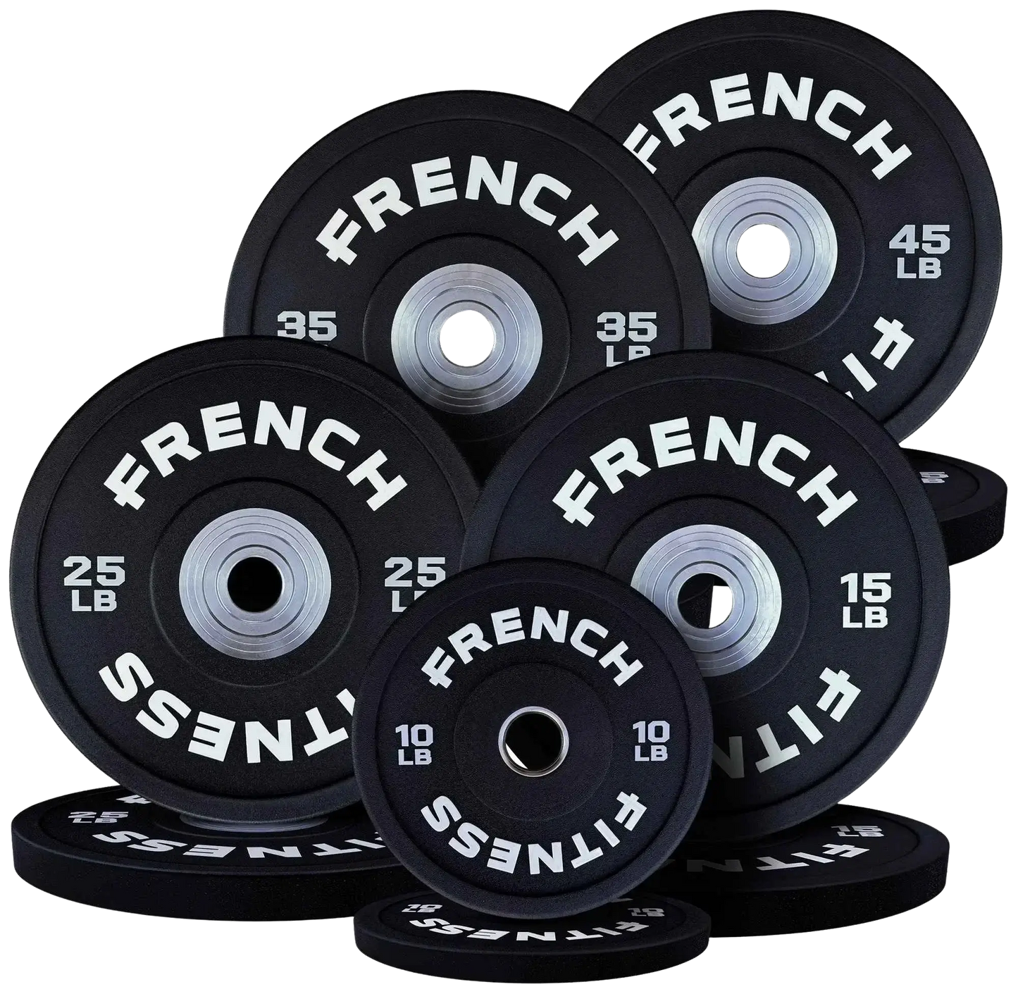 French Fitness Competition Urethane Bumper Plate Set 260 lb Black (New) Image