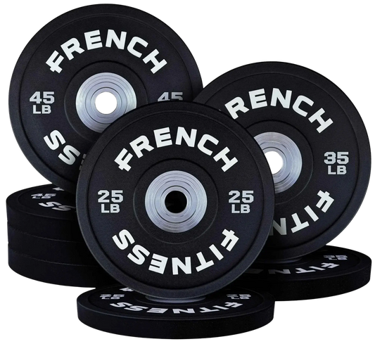 French Fitness Competition Urethane Bumper Plate Set 300 lb Black (New) Image