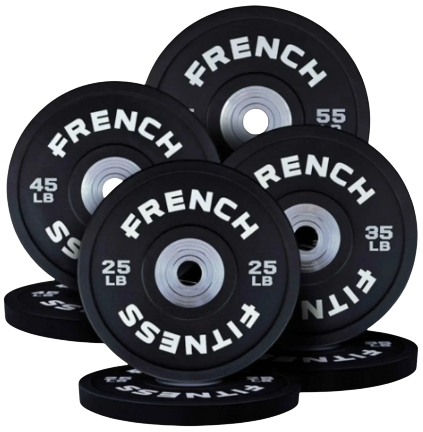 French Fitness Competition Urethane Bumper Plate Set 320 lb Black (New) Image