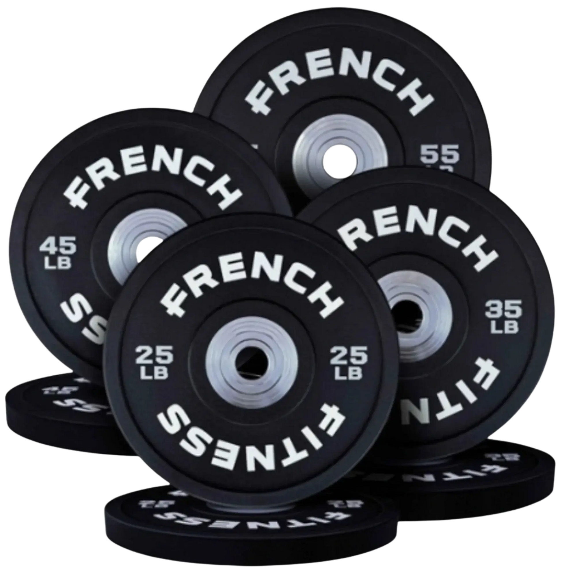 French Fitness Competition Urethane Bumper Plate Set 320 lb Black (New) Image