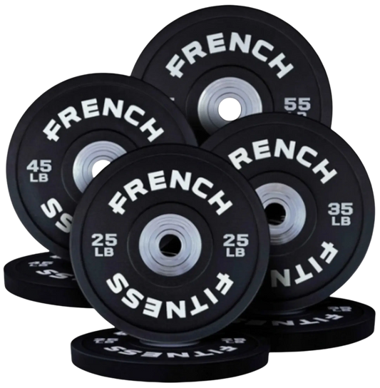 French Fitness Competition Urethane Bumper Plate Set 320 lb Black (New) Image