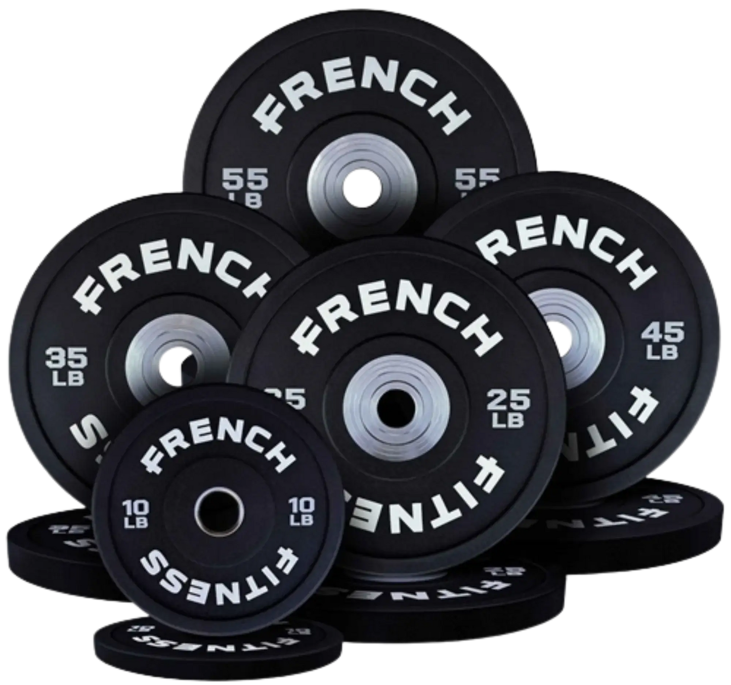 French Fitness Competition Urethane Bumper Plate Set 340 lb Black (New) Image