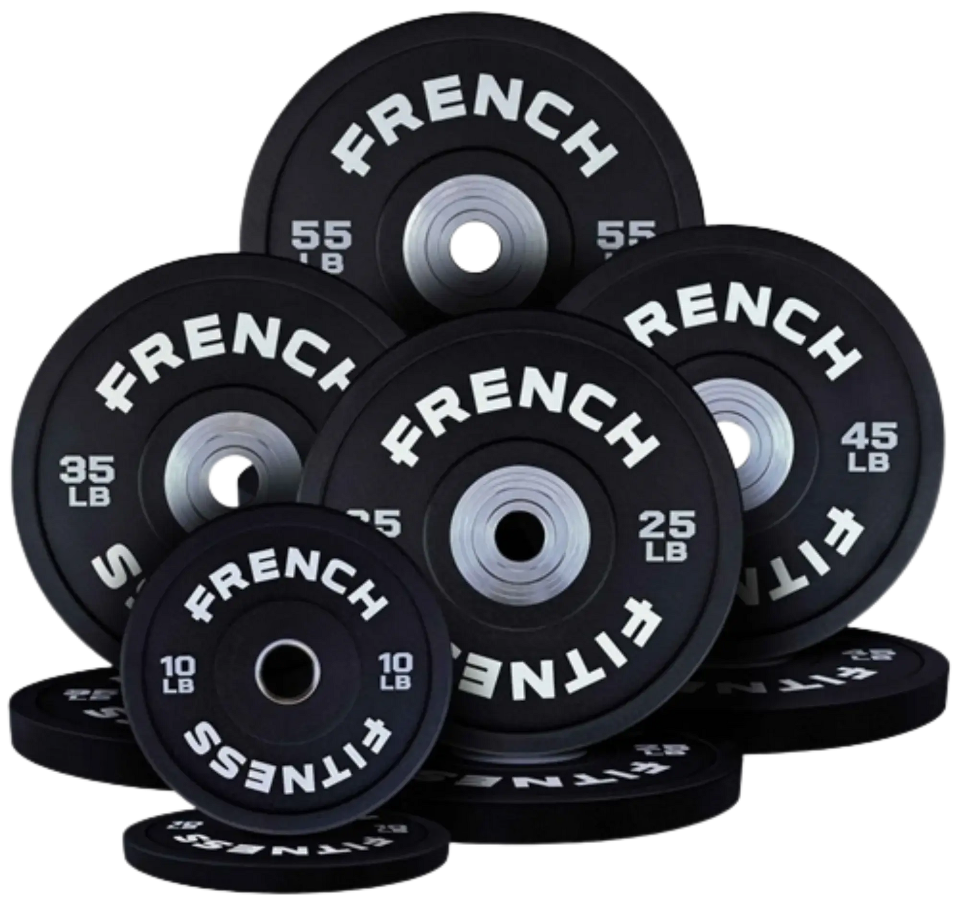 French Fitness Competition Urethane Bumper Plate Set 340 lb Black (New) Image