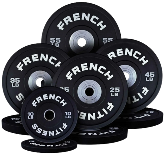 French Fitness Competition Urethane Bumper Plate Set 340 lb Black (New) Image
