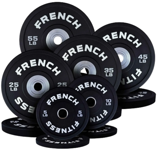 French Fitness Competition Urethane Bumper Plate Set 350 lb Black (New) Image