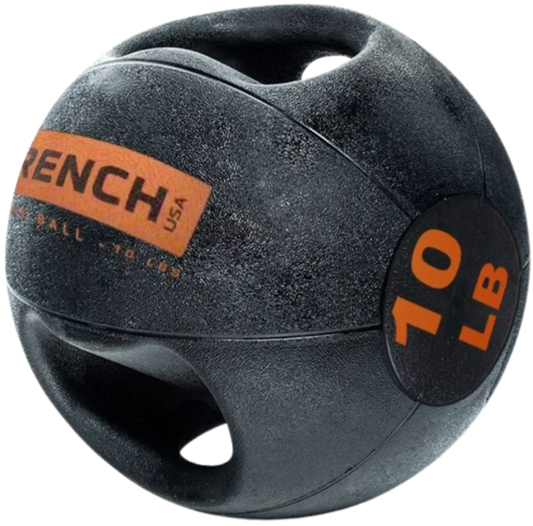French Fitness Dual Grip Medicine Ball w/Handles 10 lb (New) Image