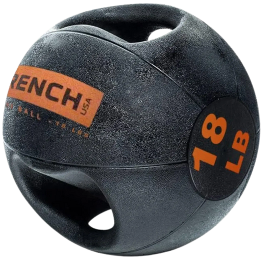French Fitness Dual Grip Medicine Ball w/Handles 18 lb (New) Image