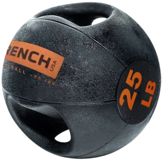 French Fitness Dual Grip Medicine Ball w/Handles 25 lb (New) Image