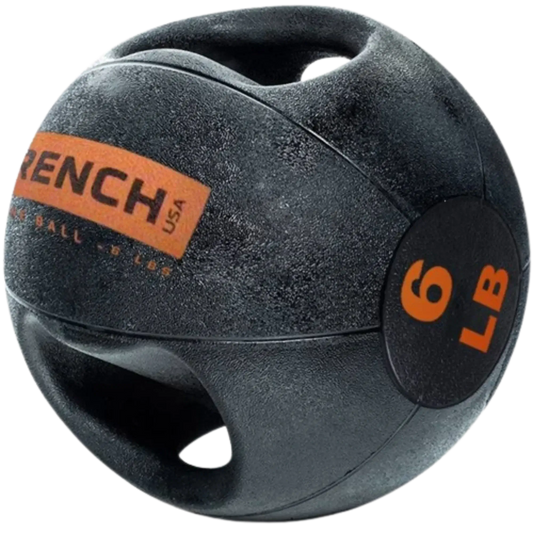 French Fitness Dual Grip Medicine Ball w/Handles 6 lb (New) Image